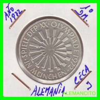 ALEMANIA   MONEDA  PLATA S/C 10 DM  OLIMPIADE  1972-  MÜNCHEN - Herdenkingsmunt