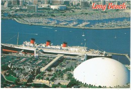 CPM ETATS-UNIS CALIFORNIE LONG BEACH - Vue Aérienne Du Port - The Queens Mary And Spruce Goose - 1998 - Long Beach