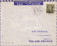 CHINE - SHANGHAI - LE 5-3-1947 - LETTRE PAR AVION POUR PARIS - VERSO CACHET SPECIAL AIR FRANCE. - 1912-1949 Republic