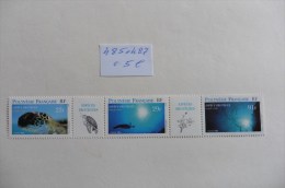 Polynésie Française :  Bande Avec Vignette  N°485 /487   Neuve - Unused Stamps