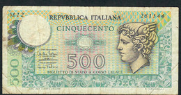 ITALY  P94  500  LIRE  14.2.1974  #M12   VF - 500 Liras