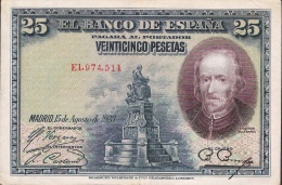 SPAIN  P74c  25  PESETAS   1928  Serie B  VF - 1-2-5-25 Pesetas