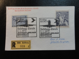 SALZBURG ZURICH 1972 AUSTRIAN AIRLINES & SWISSAIR Erstflug First Fligth Suisse Switzerland - Erst- U. Sonderflugbriefe
