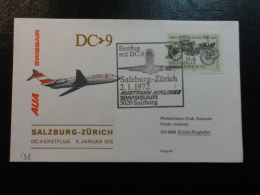 SALZBURG ZURICH 1972 AUSTRIAN AIRLINES & SWISSAIR Erstflug First Fligth Suisse Switzerland - Premiers Vols