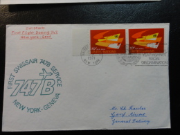 NEW YORK GENEVA 1971 UNO Stamp SWISSAIR Erstflug First Fligth Suisse Switzerland - Erst- U. Sonderflugbriefe