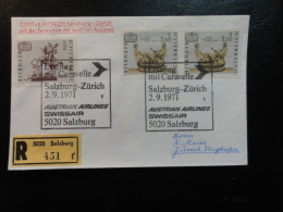 SALZBURG ZURICH 1971 AUSTRIAN AIRLINES SWISSAIR Erstflug First Fligth Suisse Switzerland - Premiers Vols