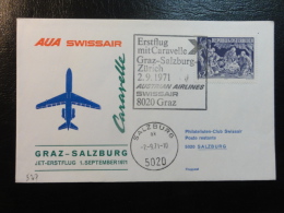 GRAZ SALZBURG 1971 AUSTRIAN AIRLINES SWISSAIR Erstflug First Fligth Suisse Switzerland - Erst- U. Sonderflugbriefe