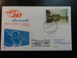 LET SPLIT ZURICH 1969 JAT Erstflug First Fligth Suisse Switzerland - First Flight Covers