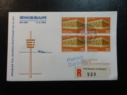 GENEVE STTUTGART 1969 SWISSAIR Erstflug First Fligth Suisse Switzerland - Primi Voli