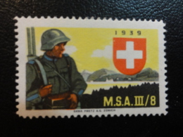 MSA III/8 1939 Soldatenmarken Militar Stamp Label Poster Stamp Vignette Suisse Switzerland - Labels