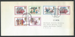 1983 GRAN BRETAGNA LETTERA CON SERIE NATALE DEL 1982 NO TIMBRO ARRIVO - L - Postmark Collection