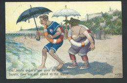 CPA - Fantaisie  - Illustrateur ARTHUR THIELE - Couple - Plage - Humour   // - Thiele, Arthur