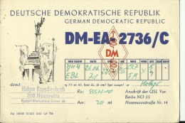 QSL CARD   --   GERMAN DEMOCRATIC REPUBLIC  --  DDR  --  DEUTSCHE DEMOKRATISCHE REPUBLIK - Otros & Sin Clasificación