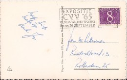 SPECIAAL STEMPEL - VENLO GRUBBENVORST EXPOSITIE C.V.V. ´65 - OP ANSICHTKAART VENLO CAFÉ REST. NATIONAL - 2 SCANS - Postal History