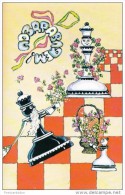 CONGRATULATIONS!  - OLD SOVIET DOUBLE POSTCARD (USSR)  1988 - Chess - Échecs - Schaken