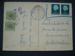 Netherlands Postcard ALPHEN AAN DE RIJN Postmark Gelsenkirchen - Czechoslovkia Stamp Doplatne Taxe 2x 10 Hal. - 1969 - Storia Postale