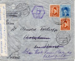 Egypte Lettre Censurée Pour La Suisse 1941 - Cartas & Documentos