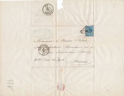 Nr 18 Profiel Links Op Brief Naar Antwerpen Anvers. Verstuurd 3 Oktober 1867. - 1865-1866 Profile Left