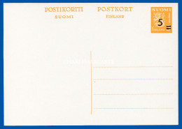 FINLAND 1945-52 PREPAID CARD 5Mk. ON 3Mk. YELLOW HIGGINS & GAGE 92 UNUSED EXCELLENT CONDITION - Postal Stationery