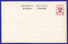 FINLAND 1922 PREPAID CARD 1Mk. 20 ON 20 PENNI ROSE HIGGINS & GAGE 62 UNUSED EXCELLENT CONDITION - Interi Postali