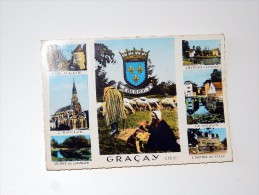 Carte Postale Ancienne : GRACAY En 7 Vues, En 1966 - Graçay