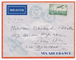 FRANCE CORSE - LETTRE PAR AVION PARIS AJACCIO SALON AERONAUTIQUE 1ER SERVICE AIR FRANCE 29 11 1936 CACHET ARRIVEE - 1927-1959 Briefe & Dokumente