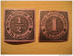 HAMBURG 1863 Cat 12/3 Verein Hamburger Boten Th. Lafrenz Allemagne Germany Imperforated Pink Paper - Posta Privata & Locale