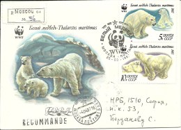 2 Lettres Recommandées URSS Circulé 1er Jour D´Emission OURS BLANC Moscou 25.03.1987 - Storia Postale