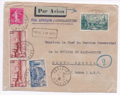 FRANCE GABON AEF - LETTRE PAR AVION PARIS PORT GENTIL 6 9 1938 CACHET ARRIVEE - 1927-1959 Storia Postale