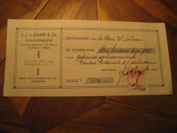 Rotterdam 1946 Cheque Check Bank Bill + Revenue Tax Fiscal Stamp Holland Netherlands - Revenue Stamps