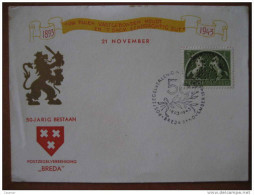 1943 Breda Stamp Sello Perforado PZV50 Perforated Caballo Horse Leon Lion Tarjeta Postal Post Card Holland Netherlands - Cartas & Documentos