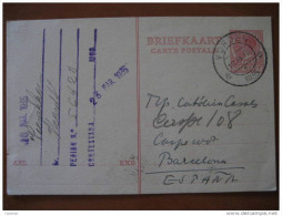 1935 Vorden To Barcelona España 71/2c Tarjeta Entero Postal Card Stationery Carte Postale Entier Holland Netherlands - Covers & Documents