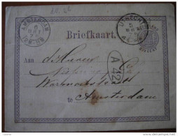 1875 2 1/2c Utrecht To Amsterdam A42 Tarjeta Entero Postal Card Stationery Carte Entier Postaux Holland Netherlands - Lettres & Documents