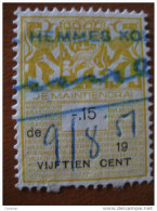 15 C Amarillo Yellow Leon Escudo Fiscal Revenue Viñeta Poster Stamp Label Cinderella Holland Netherlands - Fiscales