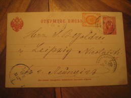 1900 To Leipzig Germany Cancel Stamp On Empire Postal Stationery Card Russia - Postwaardestukken