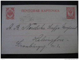 RUSSIA 1913 Tampere To Helsingfors FINLANDIA FINLAND 10p Entero Postal Stationery Post Card - Stamped Stationery