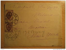 1912 To New York NY USA Pair 2 Stamp On Cover RUSSIA - Covers & Documents