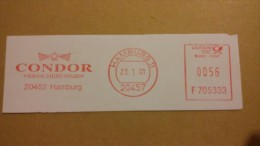 EMA METER STAMP FREISTEMPEL AFS GERMANY HAMBURG 2001 Bird Condor Kondor VERSICHERUNGEN - Mechanical Postmarks (Advertisement)