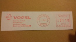 CUT EMA AFS METER STAMP FREISTEMPEL - WURZBURG 2001 BIRD VOGEL OISEAUX - Mechanical Postmarks (Advertisement)
