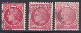 FRANCE 1945 Cérès De Mazelin YT 676 Variétés De Couleur Obl TBE - 1945-47 Ceres De Mazelin