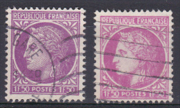 FRANCE 1945 Cérès De Mazelin YT 679 Variétés De Couleur Et Impression Dépouillée Obl TBE - 1945-47 Cérès De Mazelin