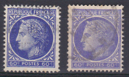 FRANCE 1945 Cérès De Mazelin YT 674 Variétés De Couleur Obl TBE - 1945-47 Ceres (Mazelin)