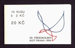 Czech Republic 1994 MNH ** Mi 47 Sc 2926 12th Sokol Congres In Prague. Plate Flaw DV10/2 Booklet. Tschechische Republik - Neufs