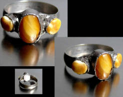 Vintage Bague En Ambre T56 - T57 / Vintage Hungarian Amber And Silver Ring - Anillos