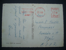 Machine Cancel Belgium TRANSPORT WAGNER FRERES JUMET 1969 On Postcard GIVET (Ardennes) - Sent To Czechoslovakia - 1960-1979