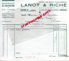 87 - LIMOGES - FACTURE LANOT & RICHE- 14 RUE NEUVE DES CARMES- MATERIAUX CONSTRUCTION-BOIS-CHARBONS-1960 - 1950 - ...