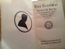 Alt Deutsch HEINRICH HEINE Das Denkmal 1912 Briefe Aufsätze Gedichte Reisebilder Denkwürdigkeiten Langenwieschen Brandt - Poems & Essays