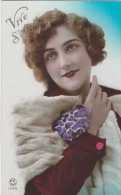 Vive Ste Catherine - Femme Avec Fleur Mauve - Circulé En 1924 - TBE - Santa Caterina