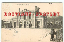 Delcampe - ACHAT DIRECT < 76 - SAINT SAENS - GARE Du CHEMIN De FER Avec Un GAMIN - TRAIN - BAHNHOF - BAHN RAILWAY - DOS SCANNE - Saint Saens