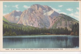 USA, Mt. Moran, From Leigh Lake, Grand Teton National Park, Unused Linen Postcard [16581] - USA National Parks